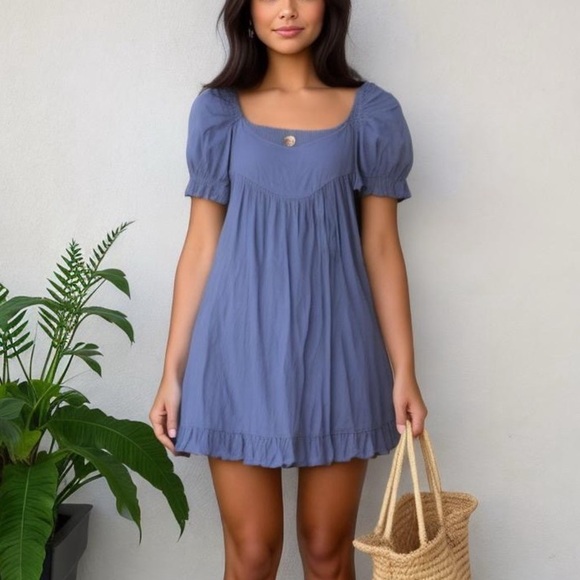 Aritzia Dresses & Skirts - Aritzia Wilfred Sz S Purple Lilac Puff Sleeves Ruffle Hem Mini Dress